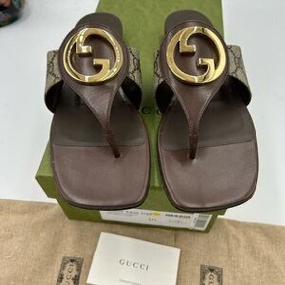 Women's Gucci, Blondie, thong sandals, GG Supreme size 37.5 made in Italy - Picture 9 of 12